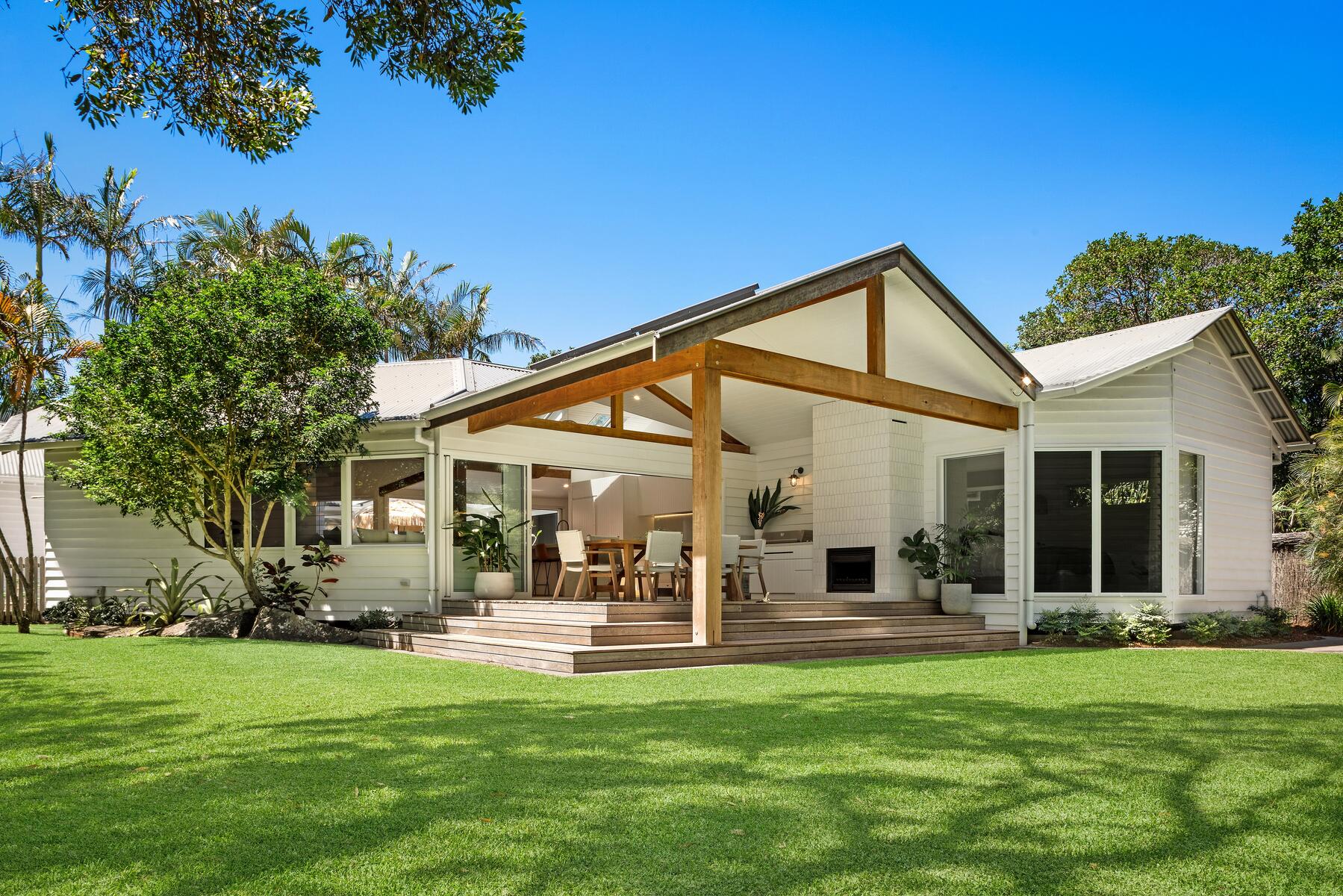 Architect designed alterations & additions exterior timber covered deck with exposed timber structure